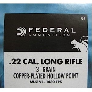 Náboj kulový Federal, Game Shok, .22 LR, 31GR (2,0g), Copper Solid HP