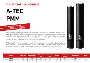Tlumič A-TEC, PMM-6, modulový, impulzní pro pistole, ráže do 9mm, na závit 1/2"-28 UNEF