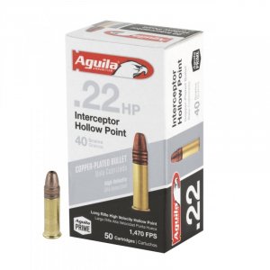 Náboj kulový Aguila, Interceptor, .22LR, 40GR (2,6g), poměděnná HV HP, 1B220321