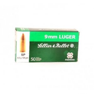 Náboj kulový Sellier a Bellot, Revolver-Pistol, 9mm Luger, 124GR (8,0g), SP, Non Tox