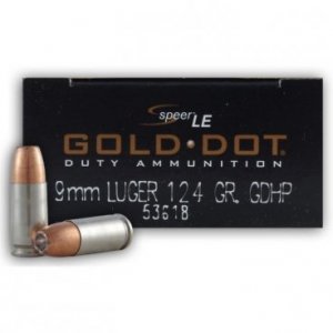 Náboj kulový Speer, Lawman, 9mm Luger, 124GR, Gold Dot HP