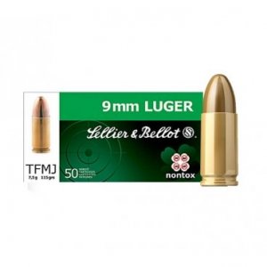 Náboj kulový Sellier a Bellot, Pistol-Revolver, 9mm Luger, 115GR (7,5g), TFMJ, Non Tox