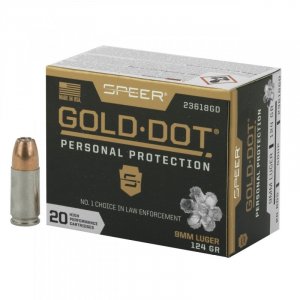 Náboj kulový Speer, Personal Protection, 9mm Luger, 124GR, JHP Gold Dot