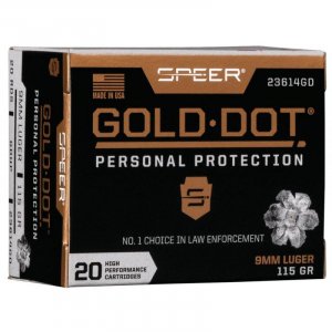 Náboj kulový Speer, Personal Protection, 9mm Luger, 115GR, JHP GoldDot