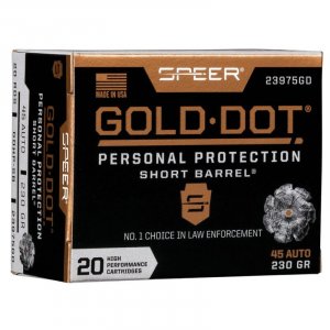 Náboj kulový Speer, Personal Protection, .45ACP, 230GR, GoldDot HP, krátká hlaveň