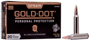 Náboj kulový Speer, Personal Protection, .223 Rem, 75GR (4,8g), Gold Dot SP