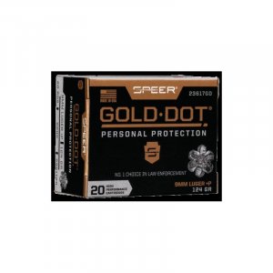 Náboj kulový Speer Personal Protection 9mm Luger +P 124GR (8,0g), Hihg Performace Gold Dot