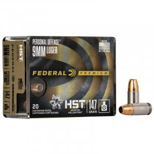 Náboj kulový Federal, Premium Personal Defense, 9mm Luger, 147GR (9,5g), HST JHP, Subsonic