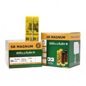 Náboj brokový Sellier a Bellot, SB Magnum, 20x76mm, 33,5g, brok 6,1mm