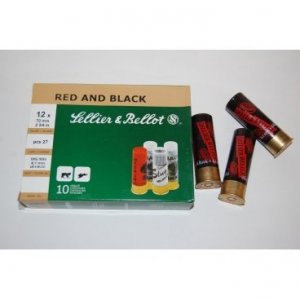 Náboj brokový Sellier a Bellot, Red and Black, 12/70, brok 6,1mm, 35,4g