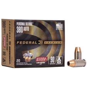 Náboj kulový Federal, Personal Defense, .380 Auto, 90GR (5,8g), Hydra-Shok JHP, Low Recoil