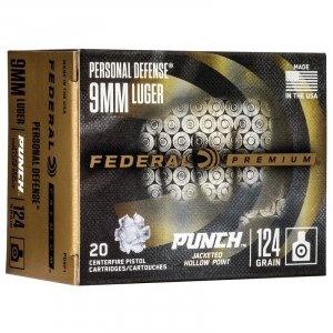 Náboj kulový Federal, Personal Defense, 9mm Luger, 124GR (8,0g), Punch JHP