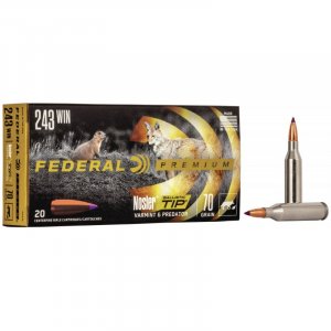 Náboj kulový Federal, Premium Vital Shok, .243 Win, 70GR, Nosler Ballistic Tip