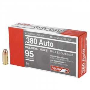 Náboj kulový Aguila, Handgun, 9mm Br. (.380 Auto), 95GR (6,2g), FMJ, 1E802110