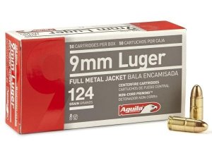 Náboj kulový Aguila, Handgun, 9mm Luger, 124GR (8,0g), FMJ, 1E092110