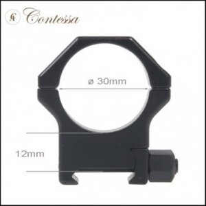 Kroužky Contessa, pro Weaver/Picatinny, pevné, ocelové, 30mm, výška 12mm, černé
