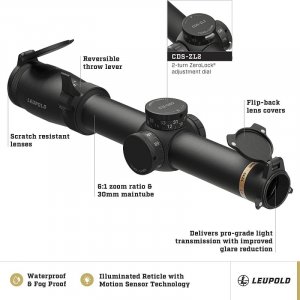 Puškohled Leupold, VX-6HD, 1-6x24mm, CDS-ZL2, osvětlená osnova FireDot Duplex, černý