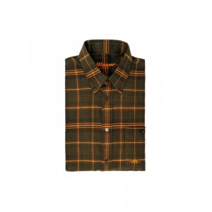 Košile Blaser, Juri, flanelová, barva: olivová/tmavě oranžová, velikost: XL
