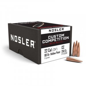 Střela Nosler, Custom Competition, .22"/.224", 80GR (5,1g), HPBT