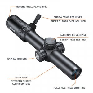 Puškohled Bushnell,  AR Optics, 1-6x24mm, osvětlená osnova BTR-1, 30mm tubus, černý