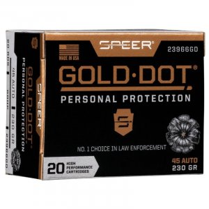 Náboj kulový Speer, Personal Protection, .45 Auto, 230GR (14,9g), HP