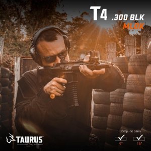 Puška sam. Taurus, Model: T4 M-LOK, Ráže: .300 AAC Blackout, hl.: 9", sklop. mířidla,černá