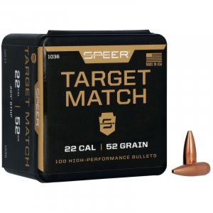 Střela Speer, target Match, .22"/ .224", 52GR, BTHP