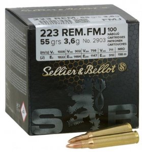 Náboj kulový Sellier a Bellot, Training, .223 Rem, 55GR (3,6g), baleno po 100ks