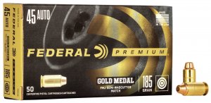 Náboj kulový Federal, Gold Medal, .45 Auto, 185GR, FMJ-SWC Match