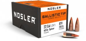 Střela Nosler, Ballistic Tip Varmint, .22/ .224", 40GR (2,5g), Ballistic Tip