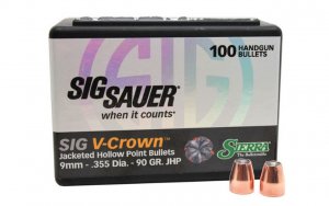 Střela Sierra Bullets, V-Crown, 9mm/.355", 90GR, JHP