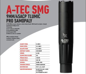 Tlumič A-TEC, model SMG, modulový, Ráže: .40" (10mm), na závit M15x1mm