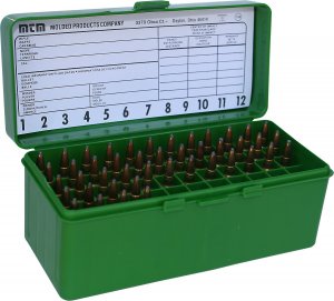 Krabička na náboje MTM Cases, .22-.250 - .308 Win, 60ks, barva: Green