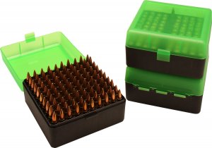 Krabička na náboje MTM CaseGard, Medium Rifle, 100ks, barva zeleno černá