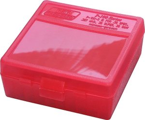 Krabička na náboje MTM Cases, Pistol, .45 ACP, 100ks, barva červená