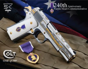 Pistole sam. Colt, Model: 1911 Government, Ráže: .45 ACP, hl.: NM 5", Custom Purple Heart