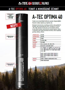 Tlumič A-TEC, model OPTIMA 40, modulový, pro ráže do .223" (5,56mm), na závit M14x1mm