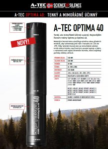 Tlumič A-TEC, model OPTIMA 40, modulový, pro ráže do 6,5mm, na závit 5/8"-24 UNEF