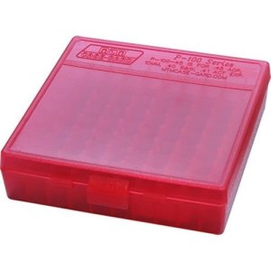 Krabička na náboje MTM Cases,Pistol/ Revolver, 100ks 9x19, apod., transparentní červená