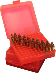 Krabička MTM Cases, na náboje .17HMR/.22WMR, 100ks, červená