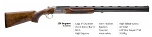 Broková kozlice Akkar, Mod: Churchill 206 Engraved, Ráže: 12x76mm, hl: 76cm, výběr ořech