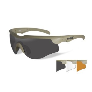 Brýle Wiley X, WX Rogue, sada skel: šedá+čirá+oranž,rámeček matný TAN, balistická odolnost