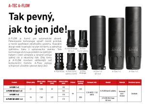 Tlumič A-TEC, A-FLOW 1+3, pro ráže do .30" (7,62mm), na tlumiče výšlehu s QD Lock