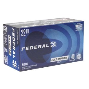 Náboj kulový Federal, Champion, .22 LR, 40GR (2,5g), Solid LRN, baleno po 500ks
