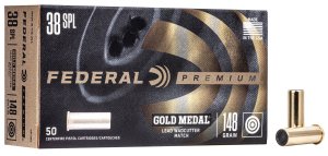 Náboj kulový Federal, Gold Medal, .38 Special, 148GR, WC Match