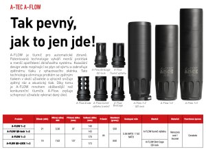 Tlumič A-TEC, A-FLOW 1+3, pro ráže do .223" (5,56mm), na tlumiče výšlehu s QD Lock