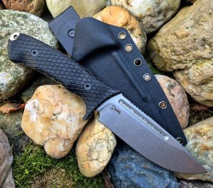 Pevný nůž Dachs Knives, EREBUS, černý, Stonewash