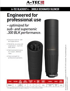 Tlumič A-TEC, Blackout 4, Cerakote pro .300 Blackout na A-Flow Birdcage QD Lock
