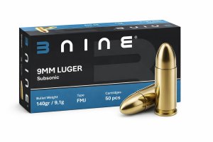 Náboj kulový BNine, 9mm Luger, Subsonic, 140GR (9,1g), FMJ