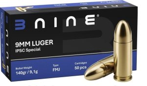 Náboj kulový BNine, IPSC Special, 9mm Luger, 140GR (9,10g), FMJ